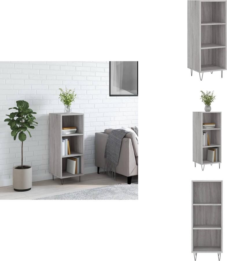 VidaXL Dressoir Dressoirs Kast Wandkast Dressoir 34 5x32 5x90 cm bewerkt hout grijs sonoma eikenkleurig - Foto 3