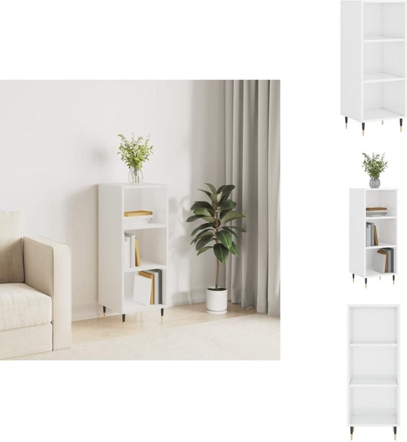 VidaXL Dressoir Classic Hoogglans wit 34.5 x 32.5 x 90 cm Duurzaam hout en metaal Keukenkast - Foto 2