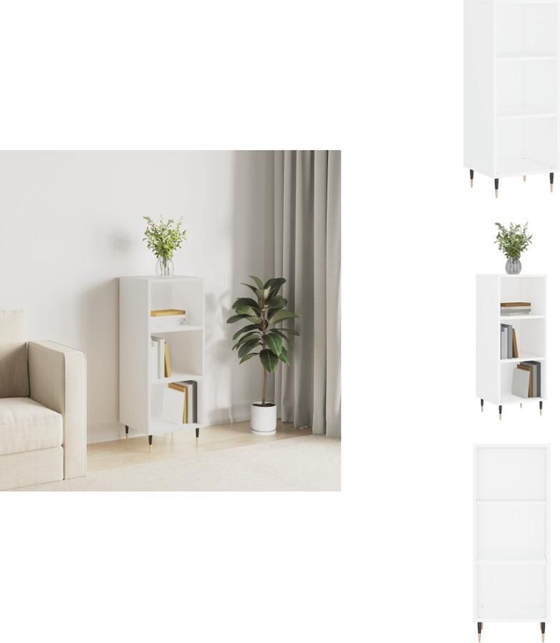 VidaXL Dressoir Classic White 34.5 x 32.5 x 90 cm Duurzaam bewerkt hout en metaal Keukenkast - Foto 4