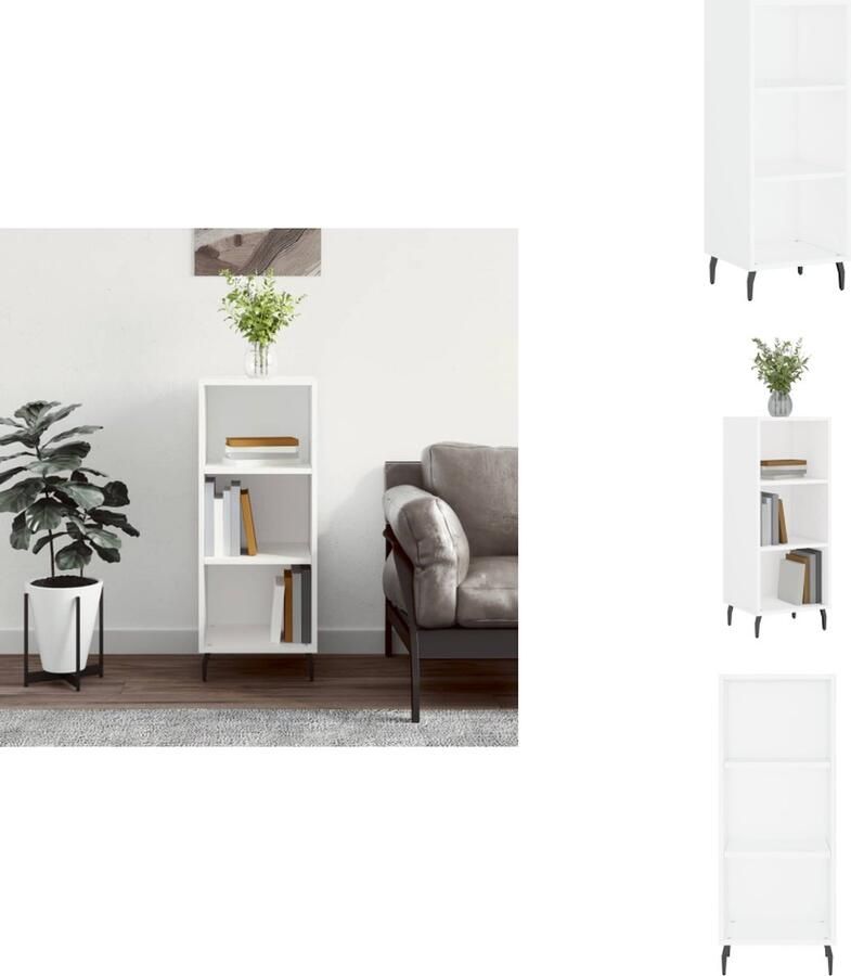 VidaXL Dressoir Classic White 34.5 x 32.5 x 90 cm Duurzaam bewerkt hout en metaal Keukenkast - Foto 3