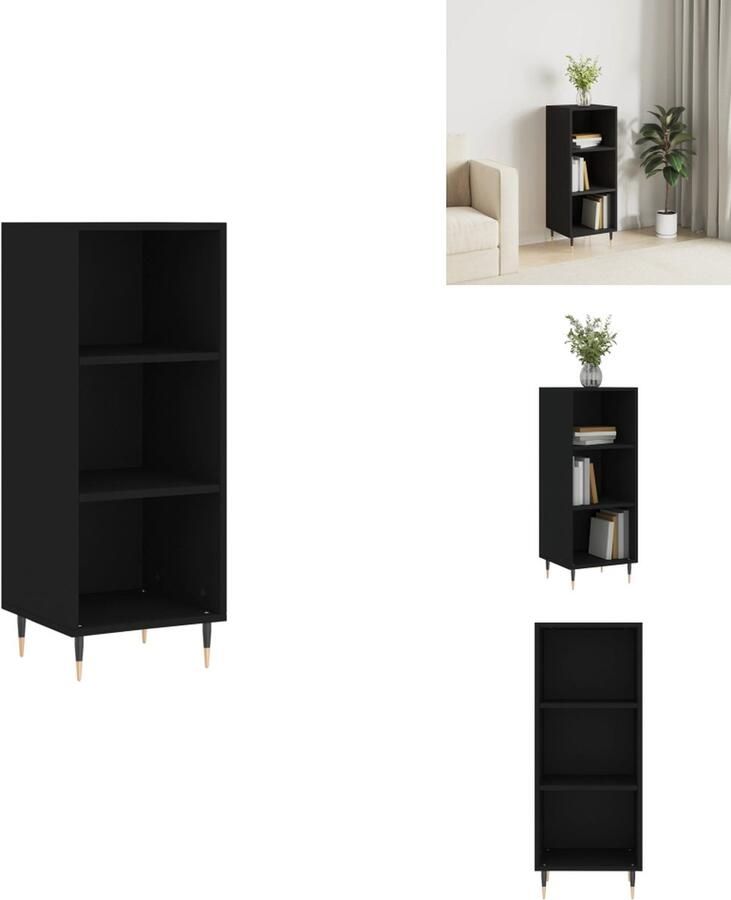 VidaXL Dressoir Zwart 34.5 x 32.5 x 90 cm Duurzaam bewerkt hout Montage vereist Keukenkast - Foto 2