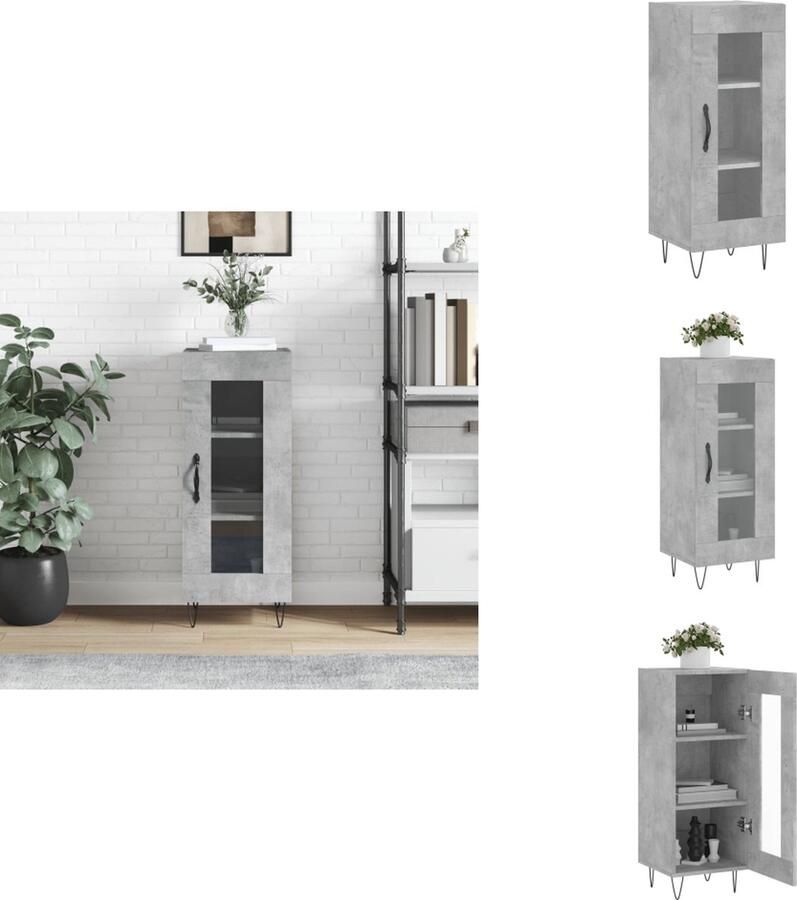 VidaXL Dressoir Betongrijs 34.5 x 34 x 90 cm Duurzaam bewerkt hout en metaal Keukenkast - Foto 12