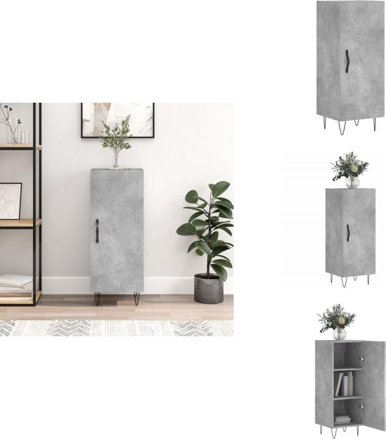 VidaXL Dressoir Betongrijs 34.5 x 34 x 90 cm Duurzaam bewerkt hout en metaal Keukenkast - Foto 15