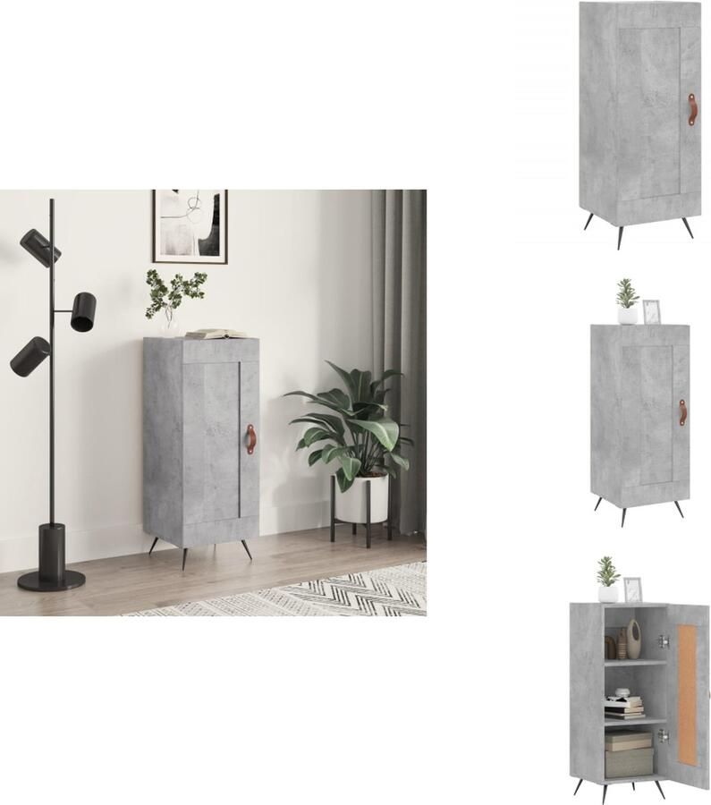 VidaXL Dressoir Betongrijs 34.5 x 34 x 90 cm Duurzaam bewerkt hout en metaal Keukenkast - Foto 14