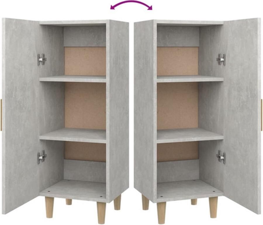 VidaXL Dressoir Betongrijs 34.5 x 34 x 90 cm Duurzaam bewerkt hout en metaal Keukenkast - Foto 16