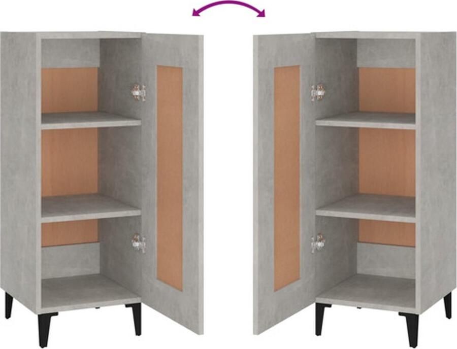 VidaXL Dressoir Betongrijs 34.5 x 34 x 90 cm Duurzaam bewerkt hout en metaal Keukenkast - Foto 17