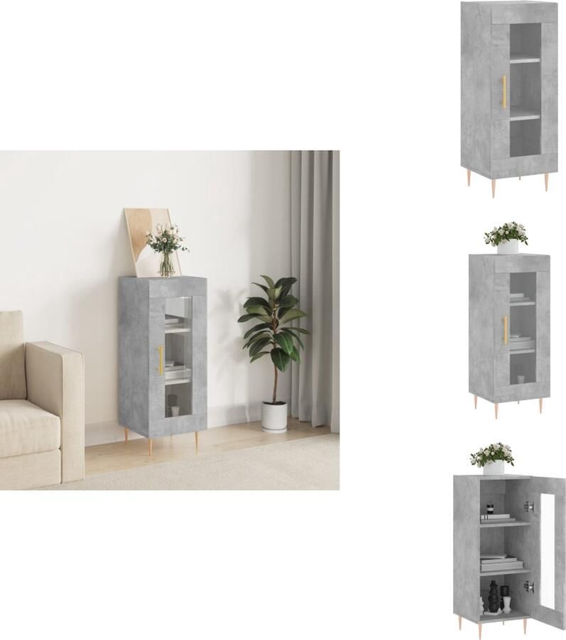 VidaXL Dressoir Betongrijs 34.5 x 34 x 90 cm Duurzaam bewerkt hout en metaal Keukenkast - Foto 13