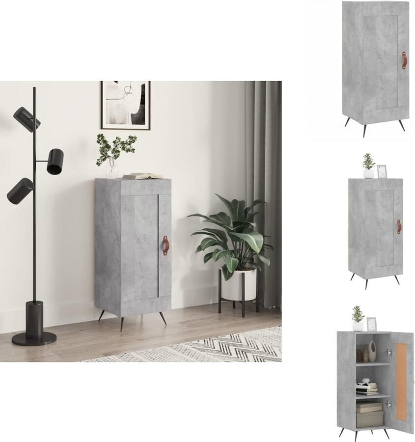 VidaXL Dressoir Betongrijs 34.5 x 34 x 90 cm Duurzaam bewerkt hout en metaal Keukenkast - Foto 11