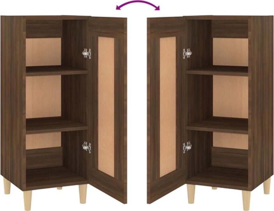 VidaXL Dressoir Bruineiken 34.5 x 34 x 90 cm Praktisch en trendy meubel van hoogwaardig bewerkt hout Voldoende opbergruimte Monteren aan wand vereist Inclusief montagehandleiding Shop nu! Keukenkast - Foto 9