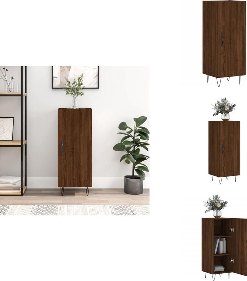VidaXL Dressoir Bruineiken 34.5 x 34 x 90 cm Praktisch en trendy meubel van hoogwaardig bewerkt hout Voldoende opbergruimte Monteren aan wand vereist Inclusief montagehandleiding Shop nu! Keukenkast - Foto 7