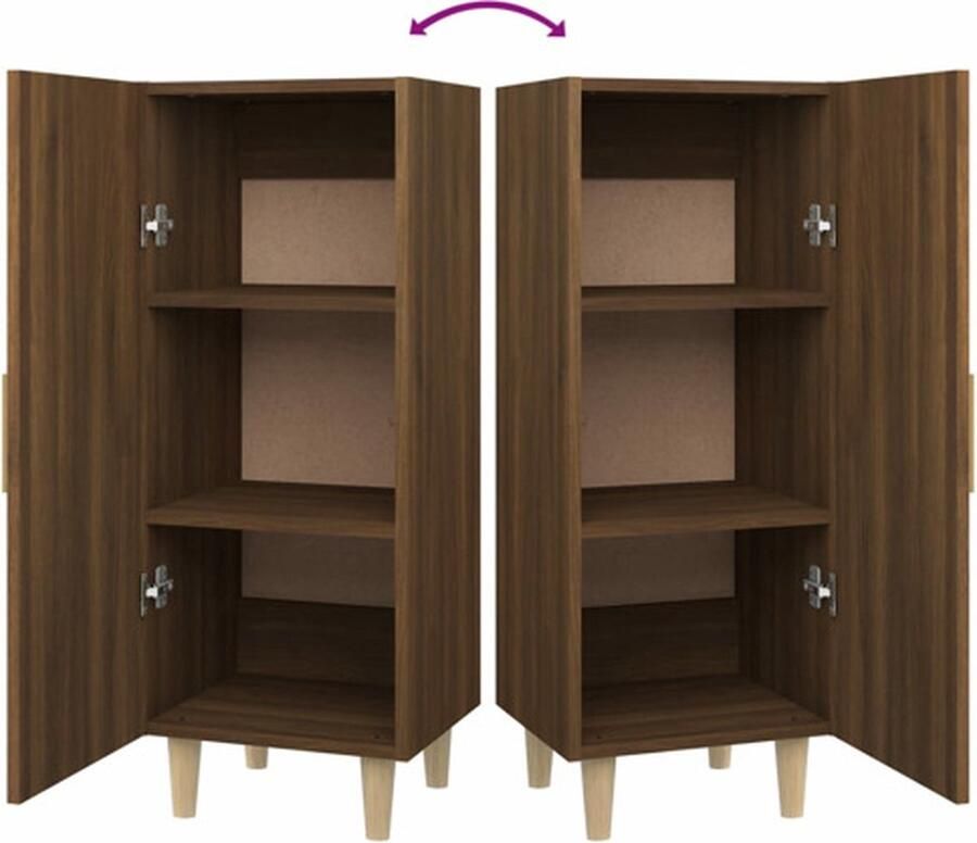 VidaXL Dressoir Bruineiken 34.5 x 34 x 90 cm Praktisch en trendy meubel van hoogwaardig bewerkt hout Voldoende opbergruimte Monteren aan wand vereist Inclusief montagehandleiding Shop nu! Keukenkast - Foto 8