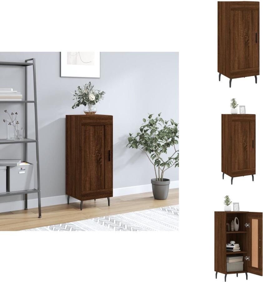 VidaXL Dressoir Bruineiken 34.5 x 34 x 90 cm Praktisch en trendy meubel van hoogwaardig bewerkt hout Voldoende opbergruimte Monteren aan wand vereist Inclusief montagehandleiding Shop nu! Keukenkast - Foto 5