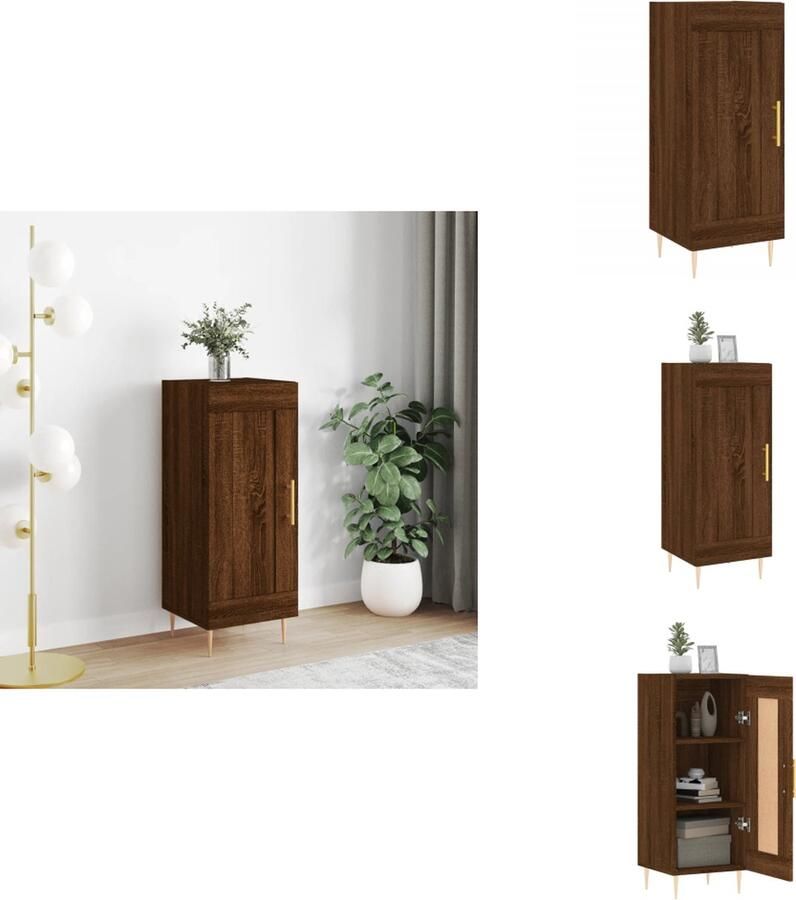 VidaXL Dressoir Bruineiken 34.5 x 34 x 90 cm Praktisch en trendy meubel van hoogwaardig bewerkt hout Voldoende opbergruimte Monteren aan wand vereist Inclusief montagehandleiding Shop nu! Keukenkast - Foto 6