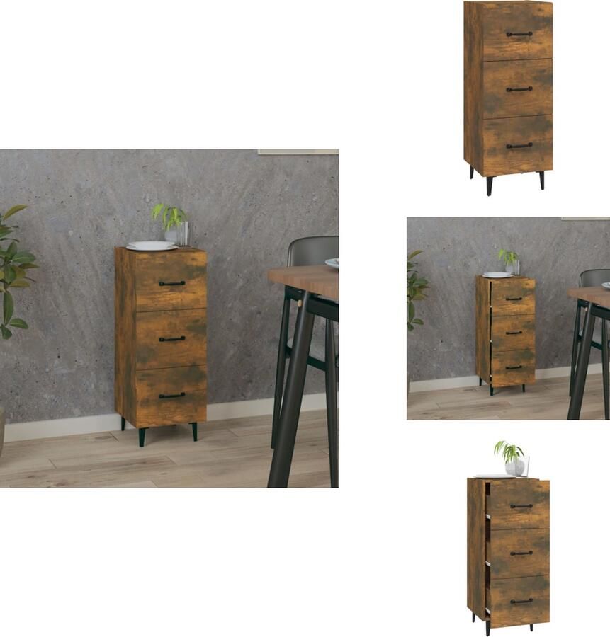 VidaXL Dressoir Dressoirs Kast Wandkast Dressoir 34 5x34x90 cm bewerkt hout gerookt eiken