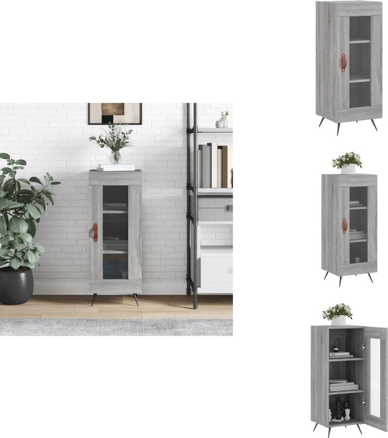 VidaXL Dressoir Dressoirs Kast Wandkast Dressoir 34-5x34x90 cm bewerkt hout grijs sonoma eikenkleurig - Foto 4