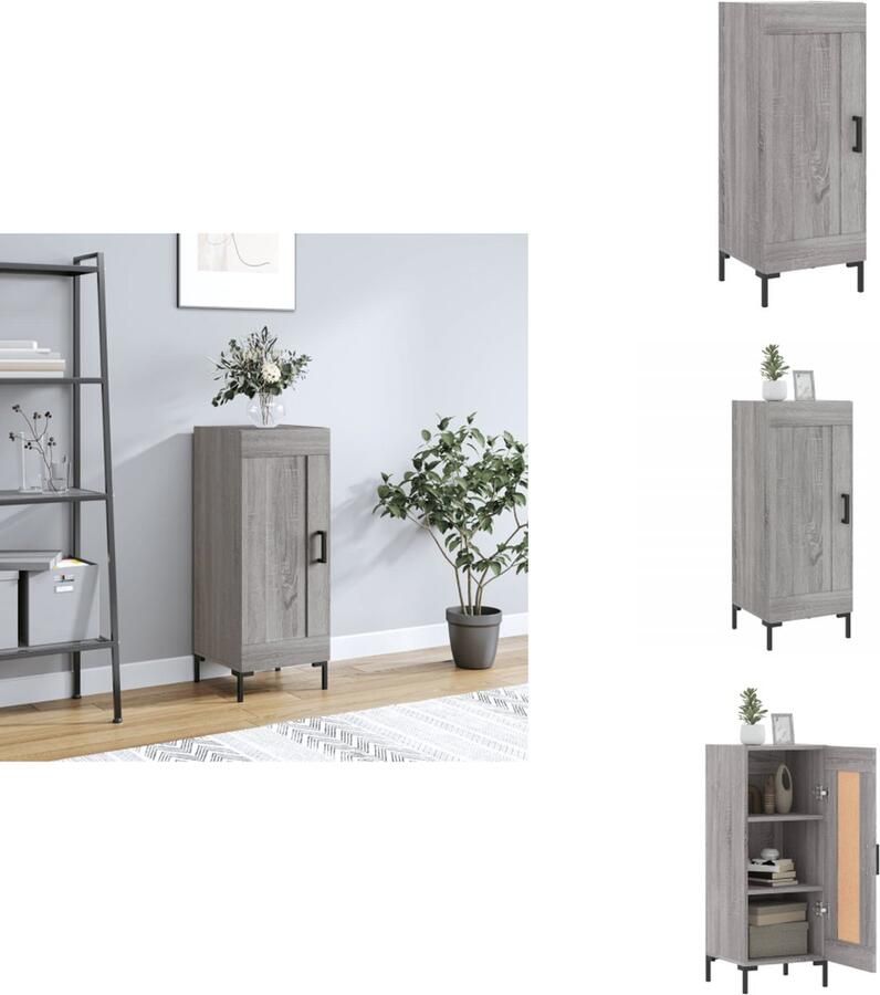 VidaXL Dressoir Dressoirs Kast Wandkast -Dressoir-34-5x34x90-cm-bewerkt-hout-grijs-sonoma-eikenkleurig - Foto 9