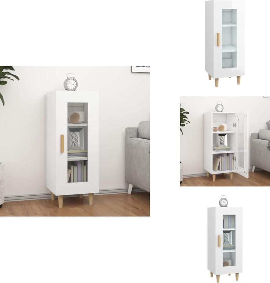 VidaXL Dressoir Dressoirs Kast Wandkast Dressoir 34-5x34x90 cm bewerkt hout hoogglans wit