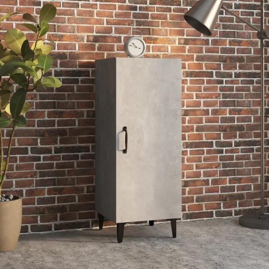 The Living Store Dressoir 34 5x34x90 cm bewerkt hout hoogglans wit Dressoir Commode Opbergmeubels Houten Meubelen Witte Meubels