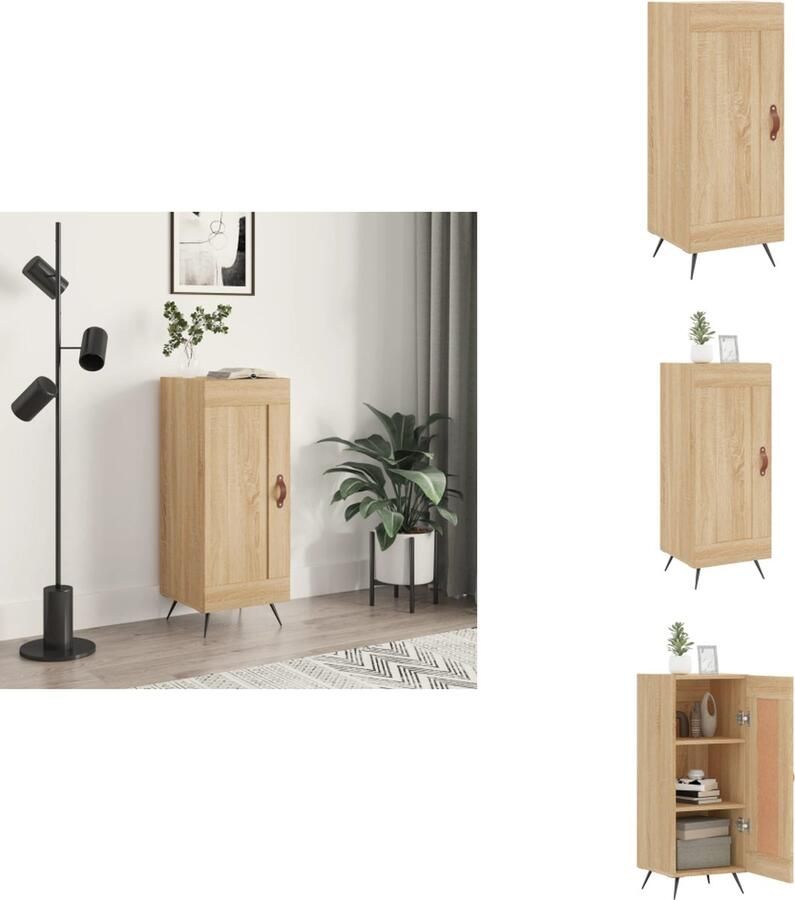VidaXL Dressoir Sonoma Eiken 34.5 x 34 x 90 cm Bewerkt Hout Metaal Met Opbergruimte Keukenkast - Foto 6