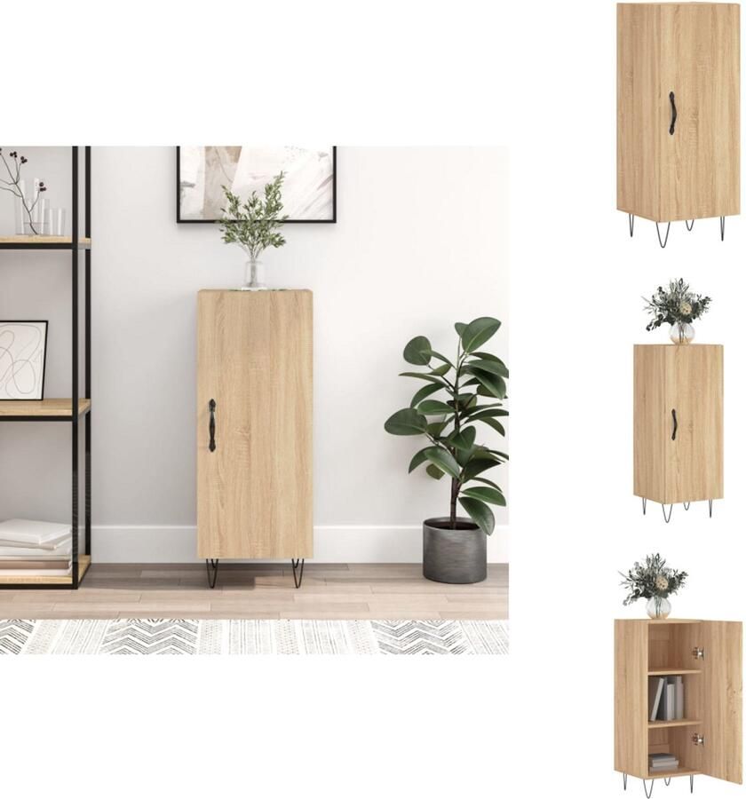 VidaXL Dressoir Sonoma Eiken 34.5 x 34 x 90 cm Bewerkt Hout Metaal Met Opbergruimte Keukenkast - Foto 4