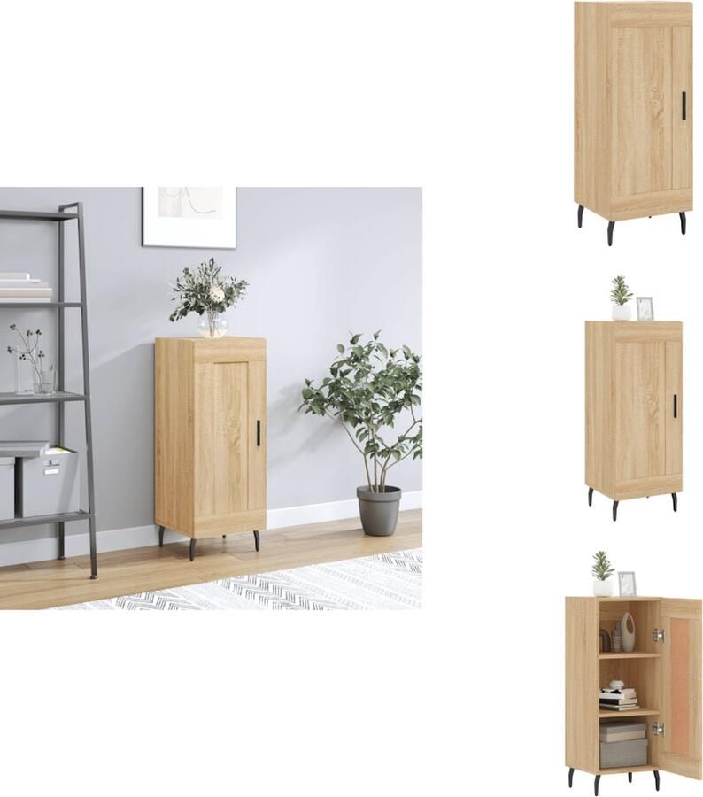 VidaXL Dressoir Sonoma Eiken 34.5 x 34 x 90 cm Bewerkt Hout Metaal Met Opbergruimte Keukenkast - Foto 7