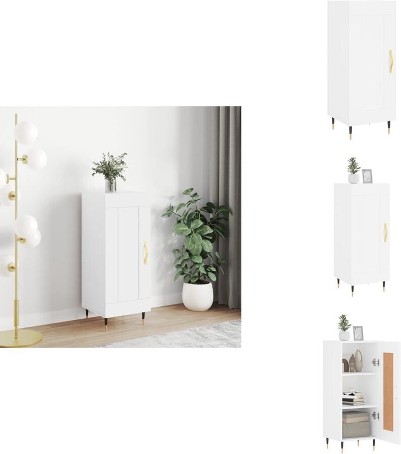 The Living Store Dressoir 34 5x34x90 cm bewerkt hout wit Dressoir Commode Opbergkast Salontafel Houten Dressoir - Foto 12