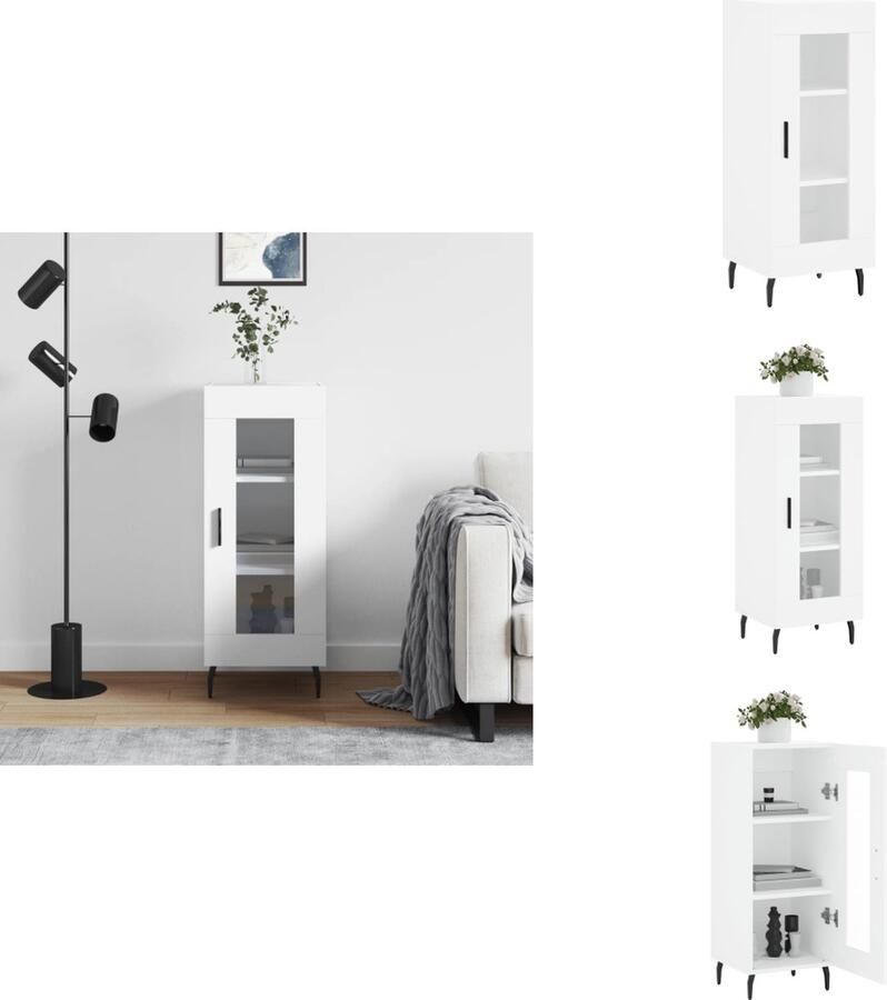 The Living Store Dressoir 34 5x34x90 cm bewerkt hout wit Dressoir Commode Opbergkast Salontafel Houten Dressoir - Foto 11