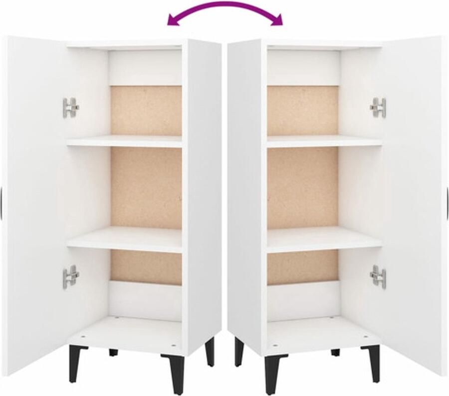 The Living Store Dressoir 34 5x34x90 cm bewerkt hout wit Dressoir Commode Opbergkast Salontafel Houten Dressoir - Foto 14