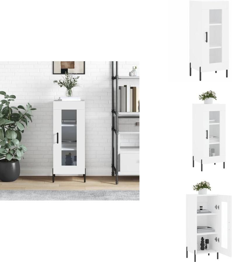 The Living Store Dressoir 34 5x34x90 cm bewerkt hout wit Dressoir Commode Opbergkast Salontafel Houten Dressoir - Foto 13