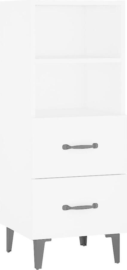 The Living Store Dressoir 34 5x34x90 cm bewerkt hout wit Dressoir Commode Opbergkast Salontafel Houten Dressoir - Foto 16