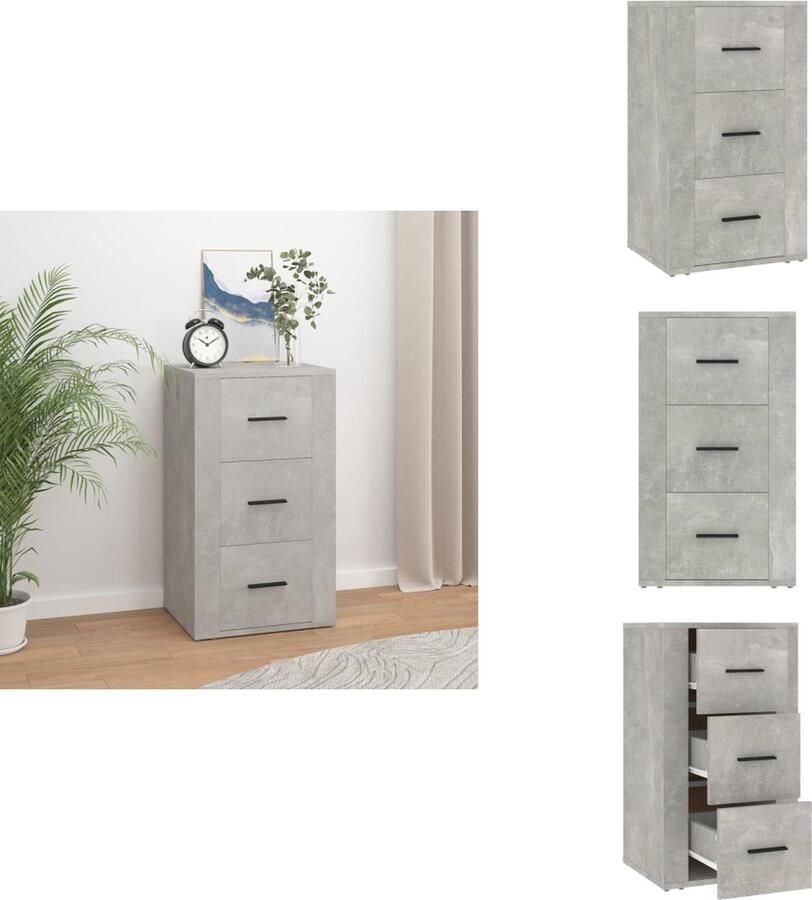 VidaXL Dressoir Dressoirs Kast Wandkast Dressoir 40x33x70 cm bewerkt hout betongrijs - Foto 2