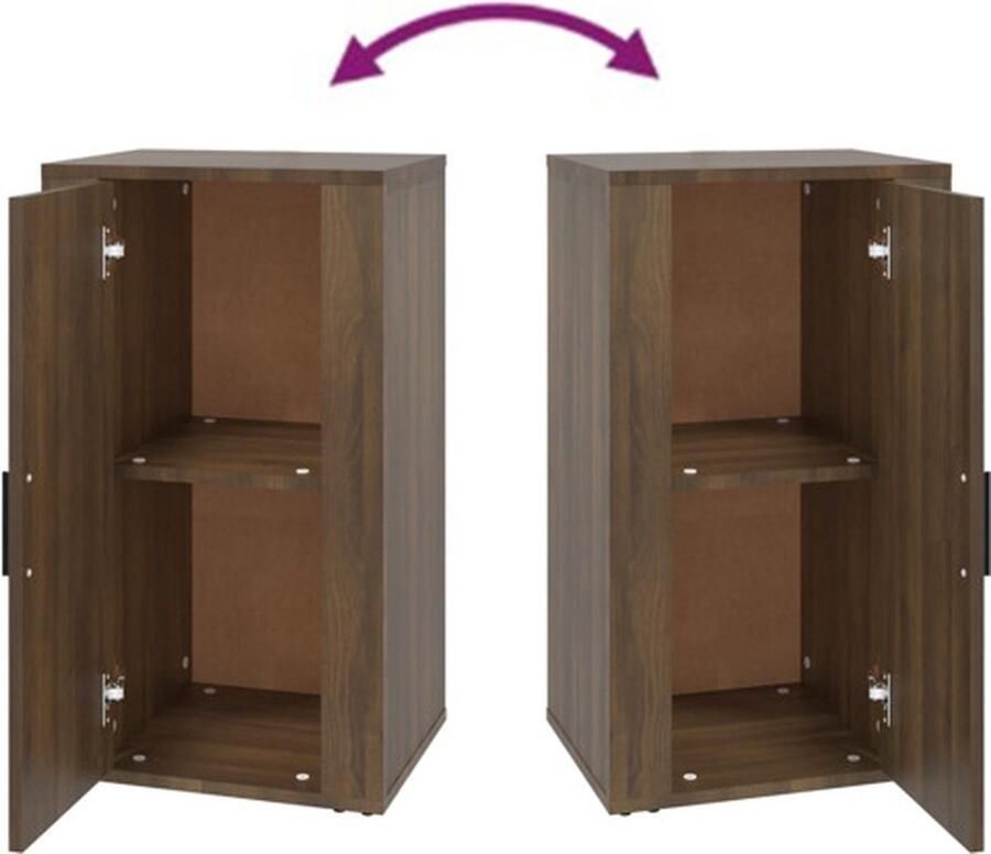VidaXL Dressoir Dressoirs Kast Wandkast Dressoir 40x33x70 cm bewerkt hout bruineikenkleurig - Foto 2
