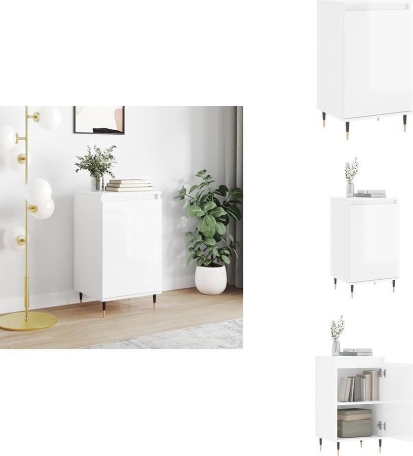 VidaXL Dressoir Dressoirs Kast Wandkast Dressoir 40x35x70 cm bewerkt hout hoogglans wit - Foto 3