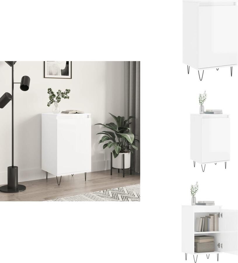 VidaXL Dressoir Dressoirs Kast Wandkast Dressoir 40x35x70 cm bewerkt hout hoogglans wit - Foto 2