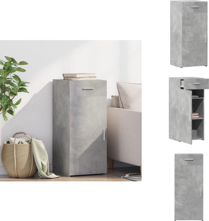 VidaXL Dressoir Dressoirs Kast Wandkast Dressoir 40x42 5x93 cm bewerkt hout betongrijs - Foto 2