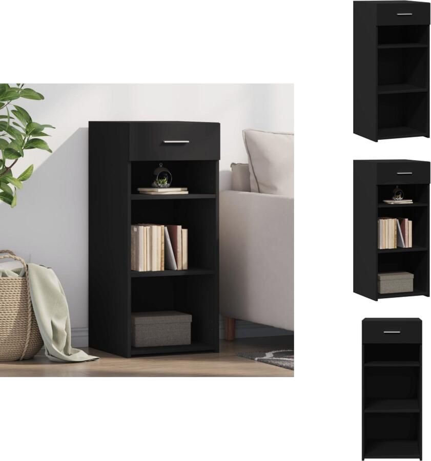 VidaXL Dressoir Dressoirs Kast Wandkast Dressoir 40x42 5x93 cm bewerkt hout zwart - Foto 2