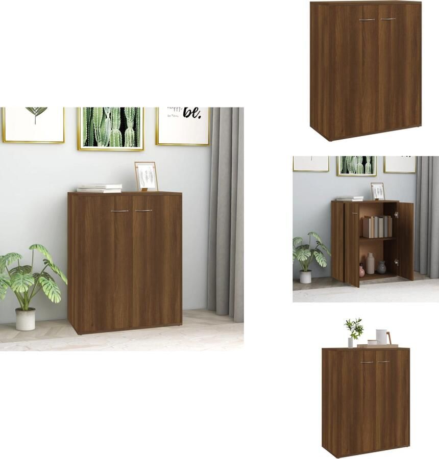 VidaXL Dressoir Dressoirs Kast Wandkast Dressoir 60x30x75 cm bewerkt hout bruineikenkleurig - Foto 2