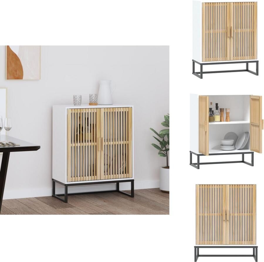 VidaXL Dressoir Retro 60 x 30 x 75 cm wit bewerkt hout massief grenenhout inclusief handleiding Kast