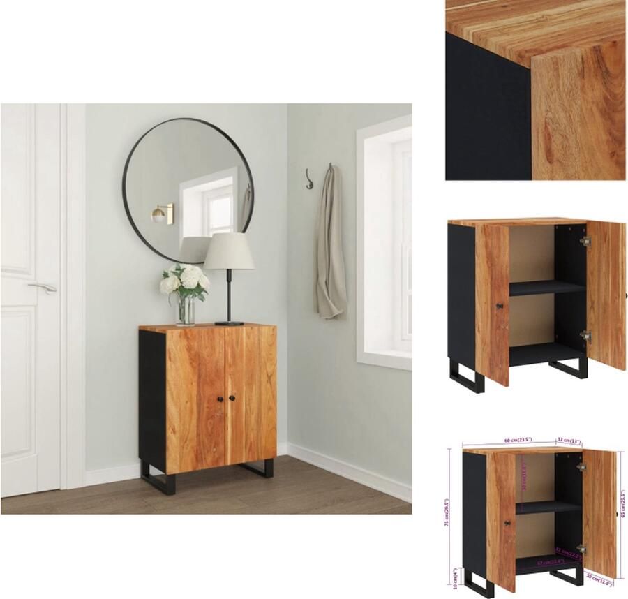 VidaXL Dressoir Dressoirs Kast Wandkast Dressoir 60x33x75 cm massief acaciahout