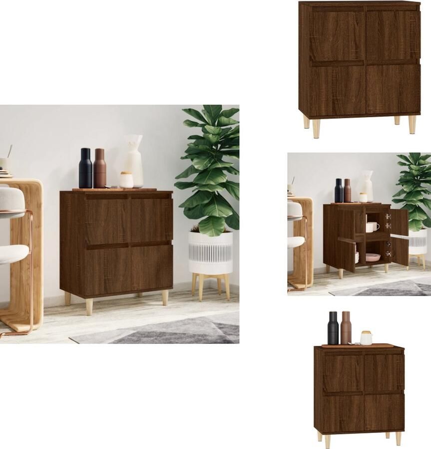VidaXL Dressoir Dressoirs Kast Wandkast Dressoir 60x35x70 cm bewerkt hout bruineikenkleurig - Foto 4