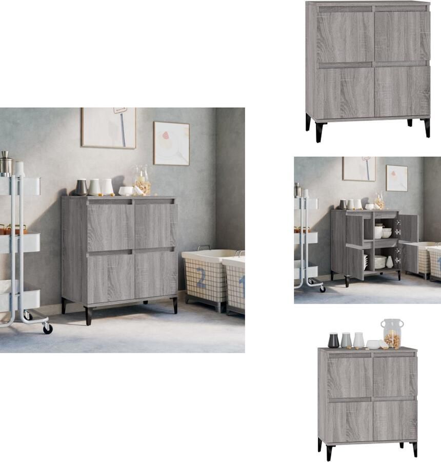 VidaXL Dressoir Dressoirs Kast Wandkast Dressoir 60x35x70 cm bewerkt hout grijs sonoma eikenkleurig - Foto 2