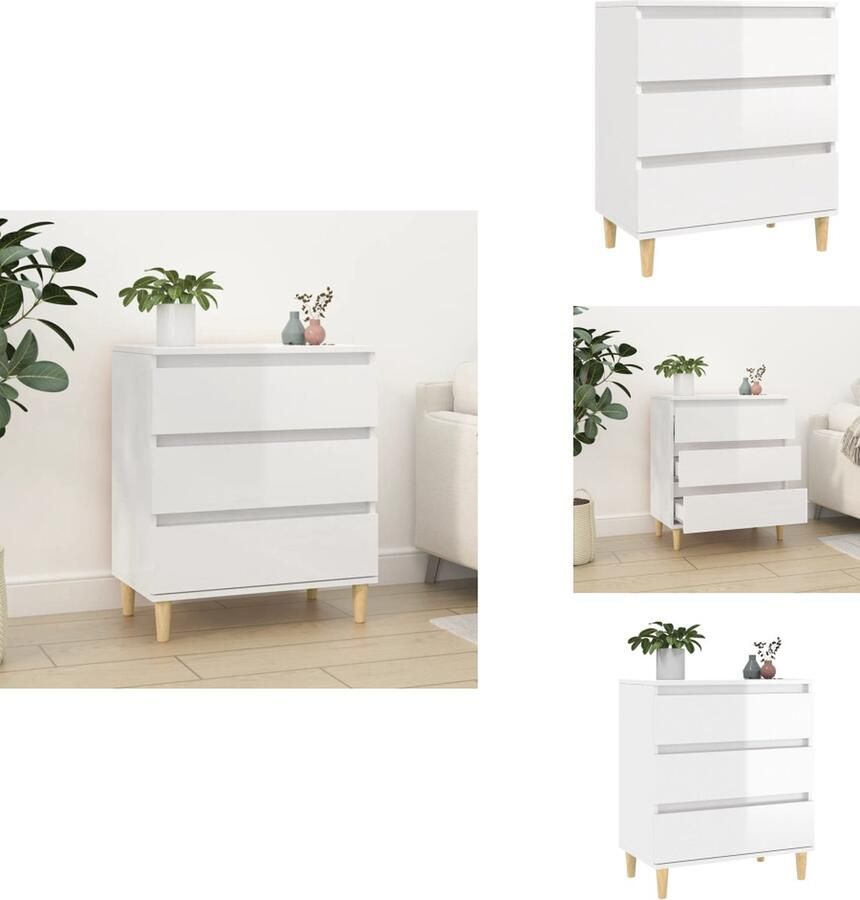VidaXL Dressoir Dressoirs Kast Wandkast Dressoir 60x35x70 cm bewerkt hout hoogglans wit - Foto 2