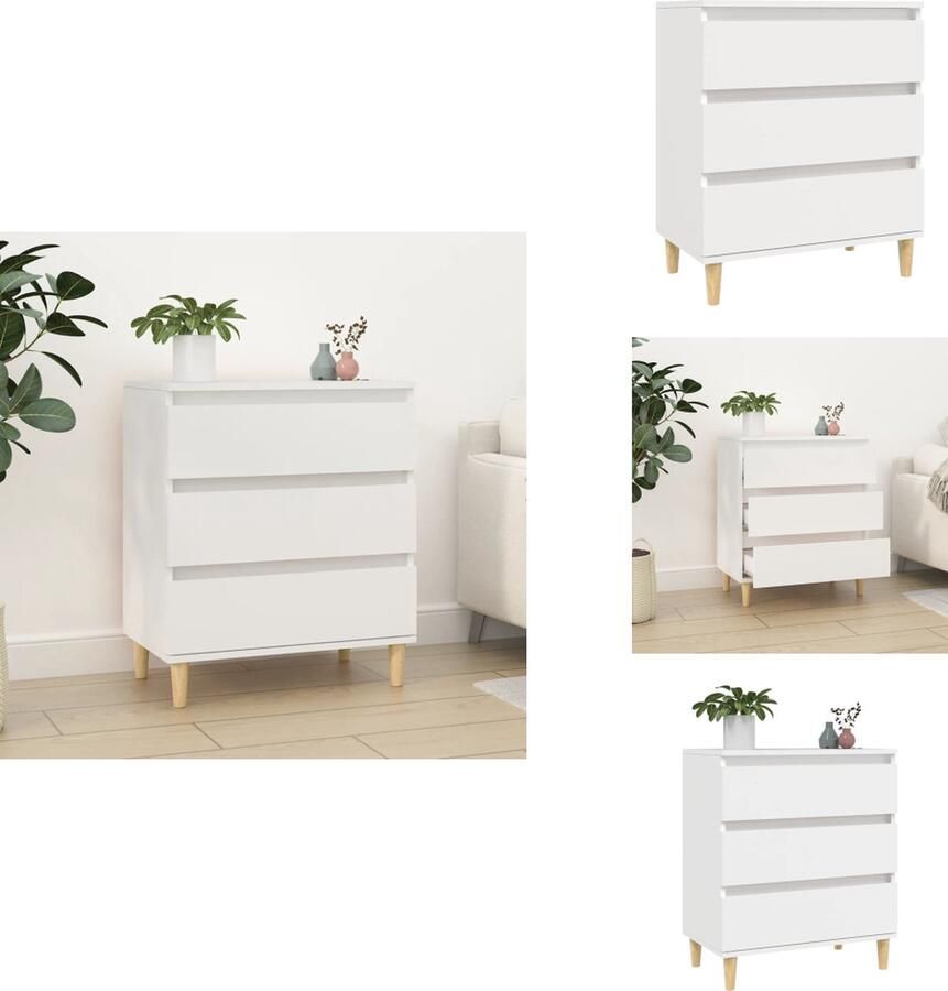 VidaXL Dressoir Dressoirs Kast Wandkast Dressoir 60x35x70 cm bewerkt hout wit - Foto 2