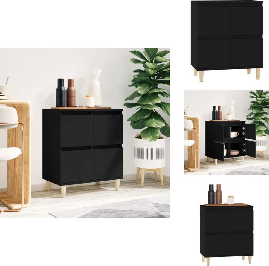 VidaXL Dressoir Dressoirs Kast Wandkast Dressoir 60x35x70 cm bewerkt hout zwart
