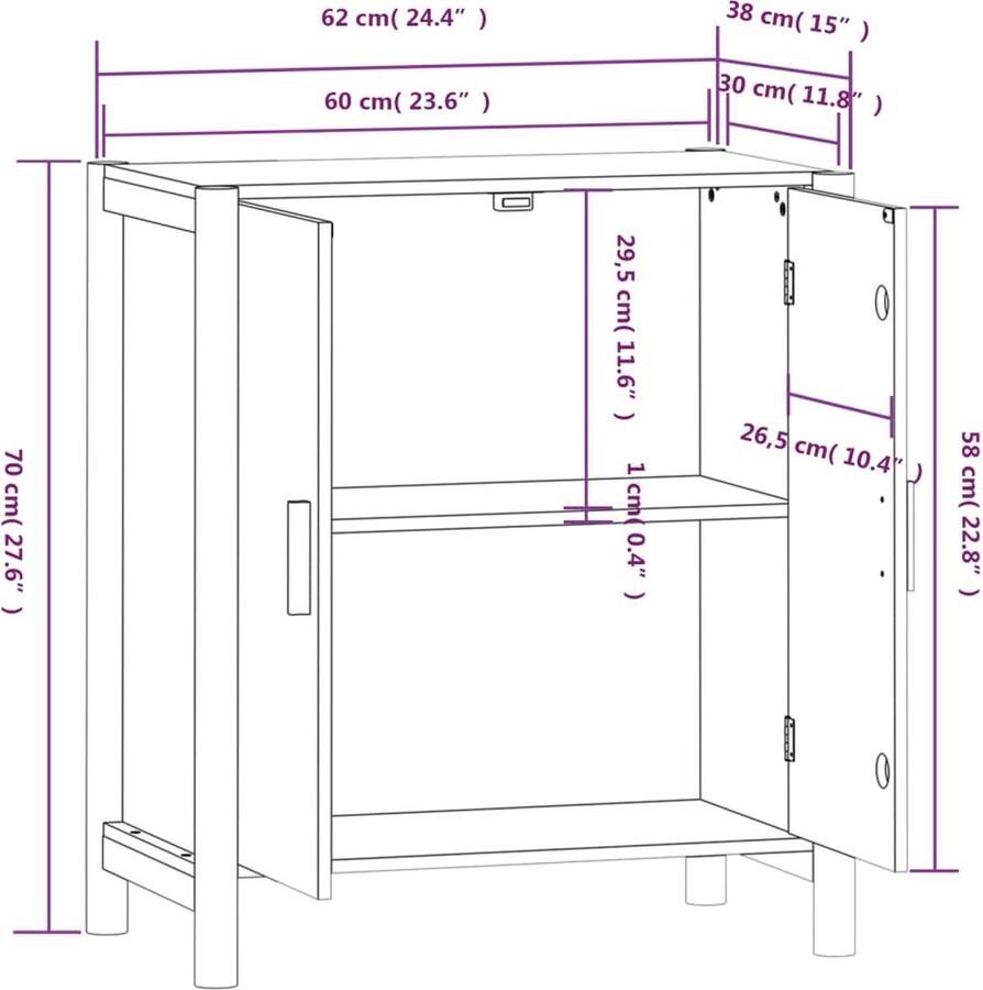 VidaXL Dressoir Dressoirs Kast Wandkast Dressoir 62x38x70 cm bewerkt hout zwart