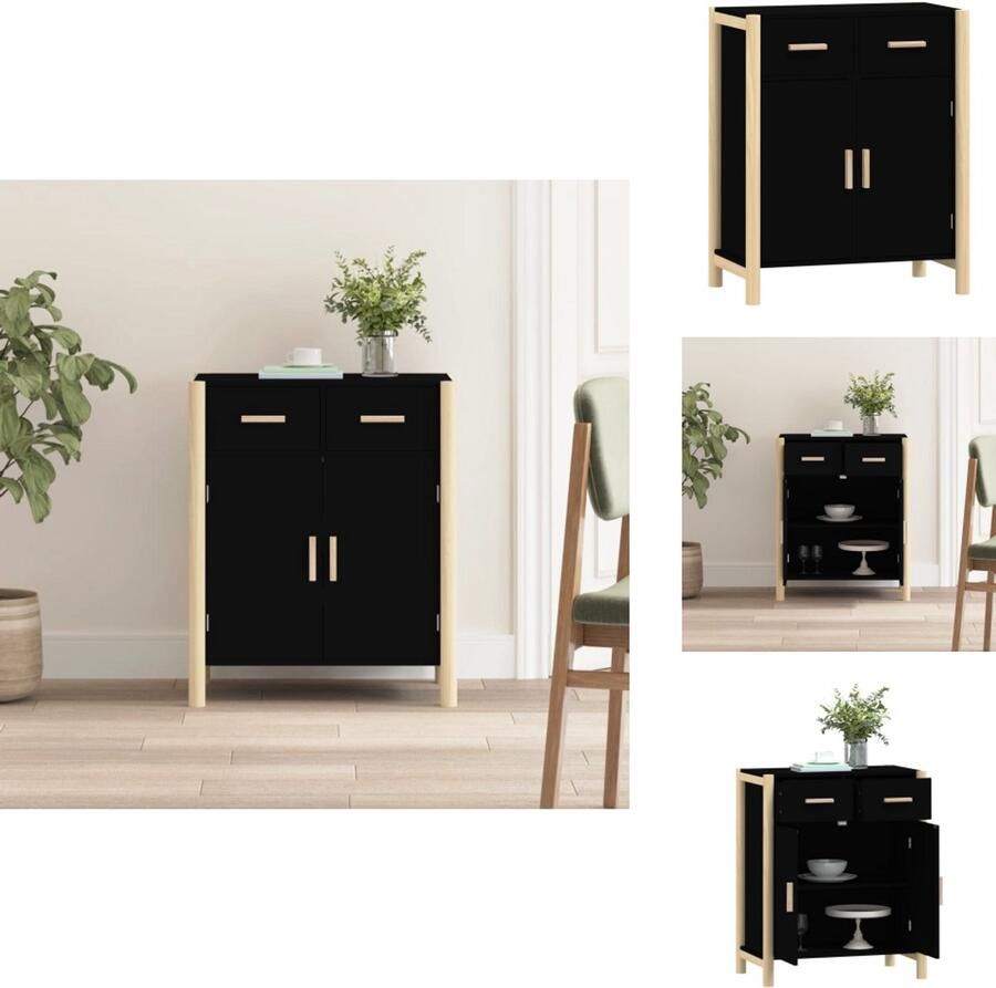 VidaXL Dressoir Dressoirs Kast Wandkast Dressoir 62x38x75 cm bewerkt hout zwart