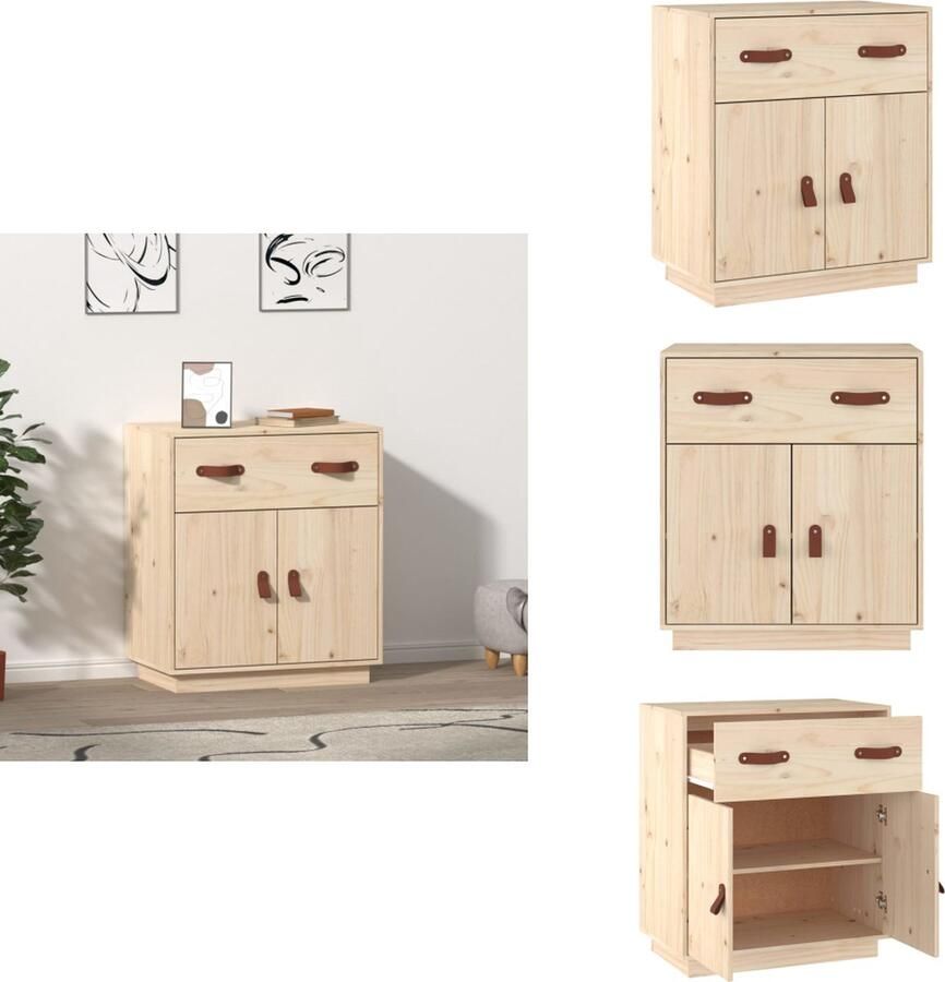 VidaXL Dressoir Massief Grenenhout Opbergkast 65.5 x 40 x 75 cm Rustieke Uitstraling Keukenkast