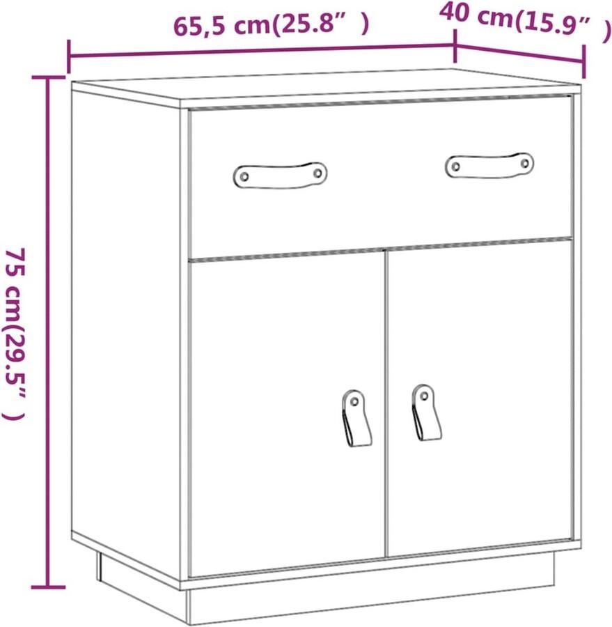 VidaXL Dressoir Dressoirs Kast Wandkast Dressoir 65 5x40x75 cm massief grenenhout wit