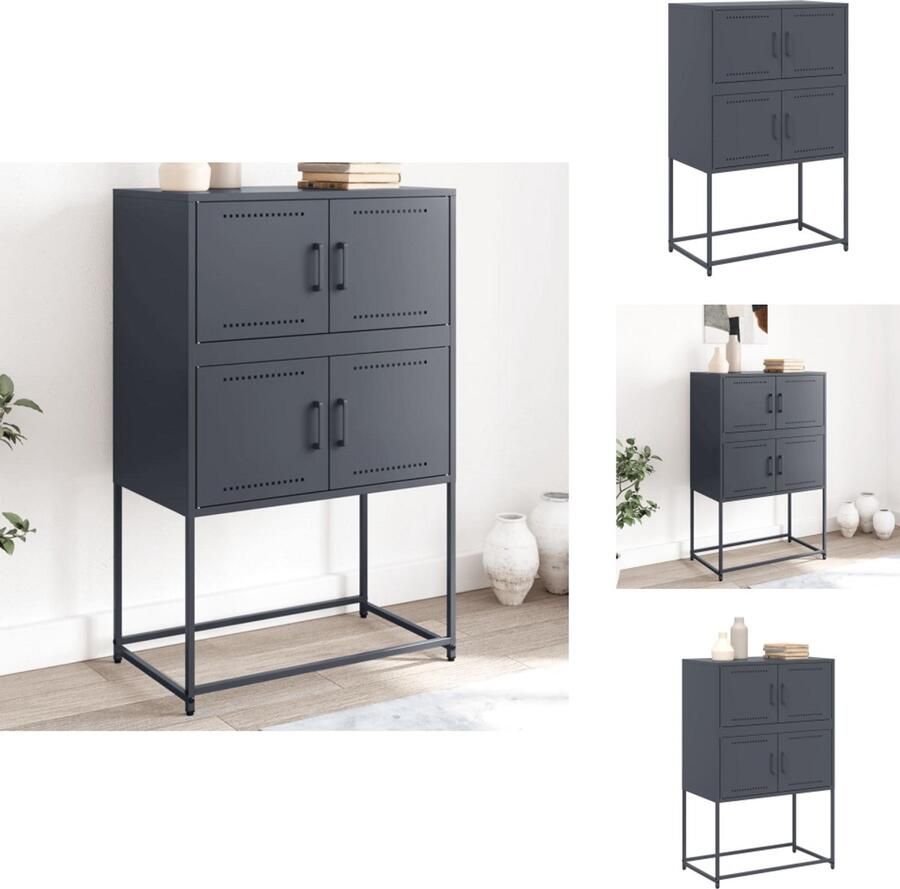 VidaXL Dressoir Dressoirs Kast Wandkast Dressoir 68 5x38 5x107 cm staal antracietkleurig