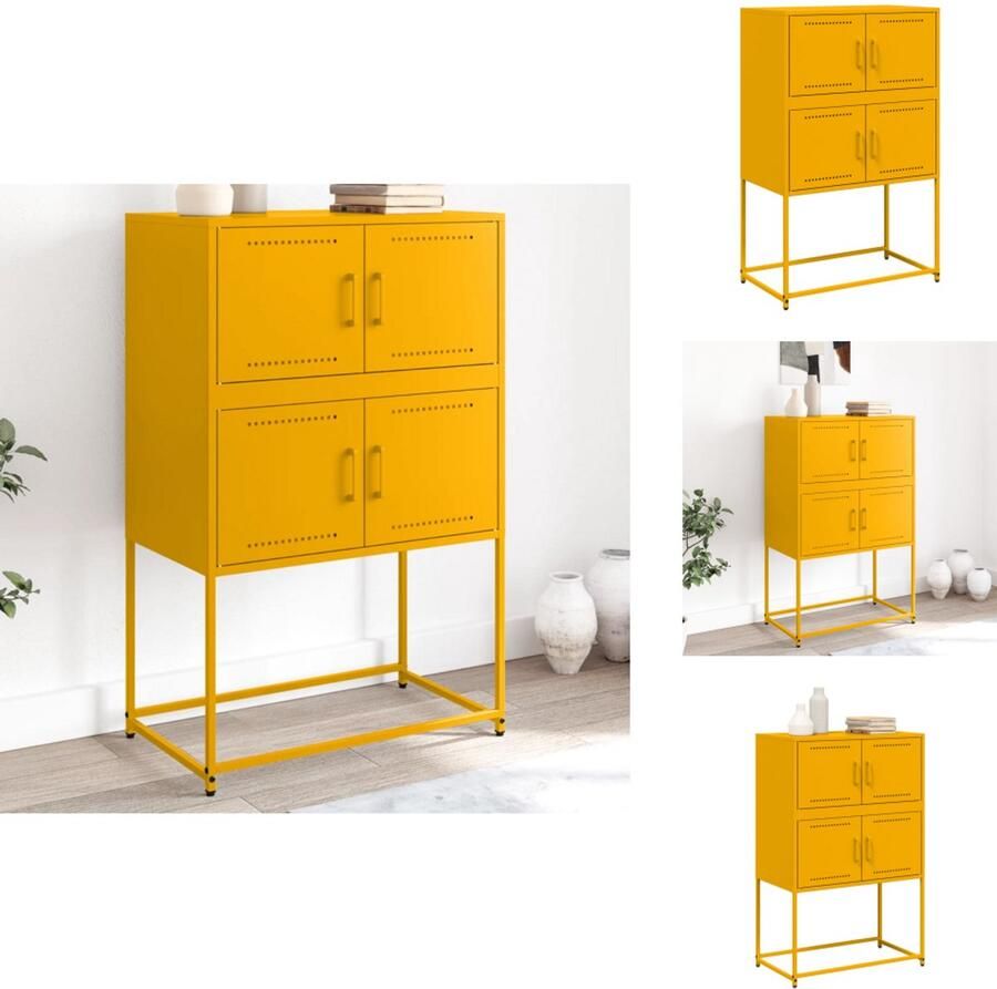 VidaXL Dressoir Dressoirs Kast Wandkast Dressoir 68 5x38 5x107 cm staal mosterdgeel